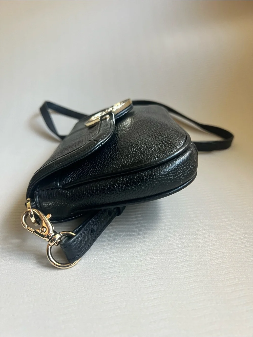 Tory Burch Amanda Mini Crossbody Black Leather Gold Logo Flap Bag